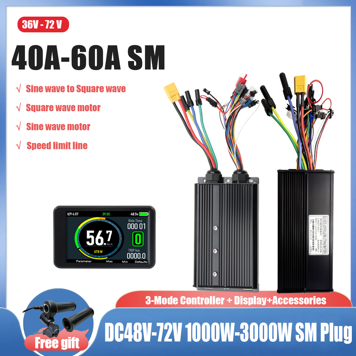 EBIKE Sine to Square Wave conv - Ebike Conversion Kit 72V 3000W 评论和价格